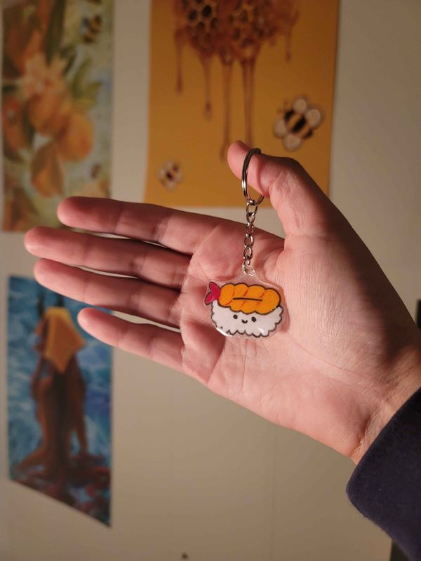 Cute Shrimp Sushi Keychain | Exclusive Handmade Keychain – One-of-One
