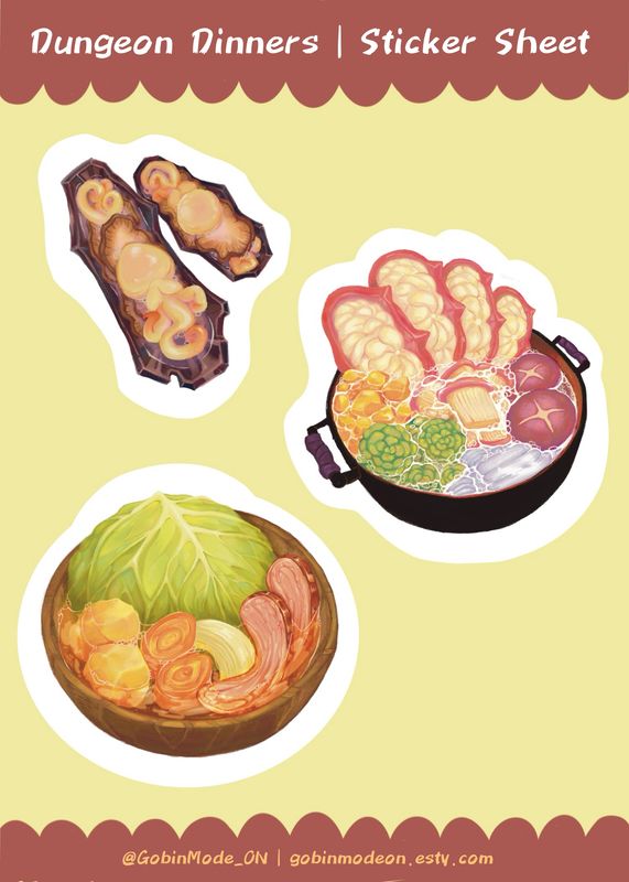 Dungeon Meals 1 | Delicious in Dungeon inspired Stickers | Sticker Sheet