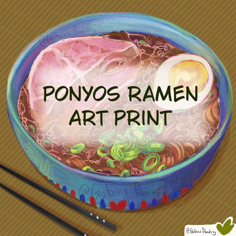 Ponyos Ramen | Studio Ghibli inspired Fanart | Art Prints