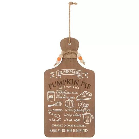 Pumpkin Pie Cutting Board Wood Wall Decor