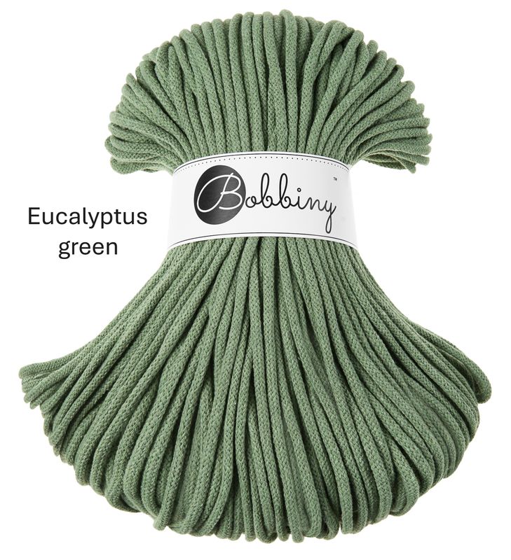 Bobbiny Premium 5 mm Eucalyptus Green – hochwertige, recycelte Baumwollkordel für kreative Projekte