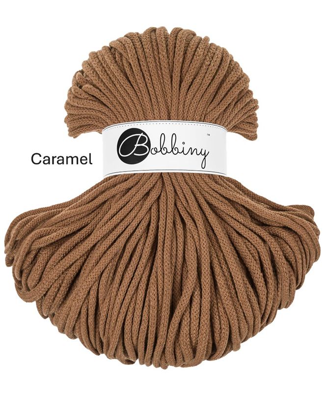 Bobbiny Premium 5 mm Caramel – hochwertige, recycelte Baumwollkordel für kreative Projekte