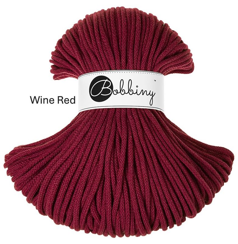 Bobbiny Premium 5 mm Wine red – hochwertige, recycelte Baumwollkordel für kreative Projekte
