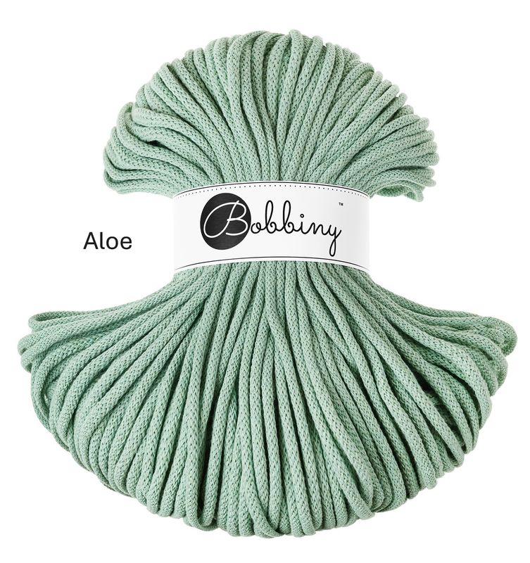Bobbiny Premium 5 mm Aloe – hochwertige, recycelte Baumwollkordel für kreative Projekte