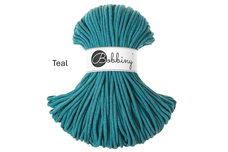Bobbiny Premium 5 mm Teal – hochwertige, recycelte Baumwollkordel für kreative Projekte