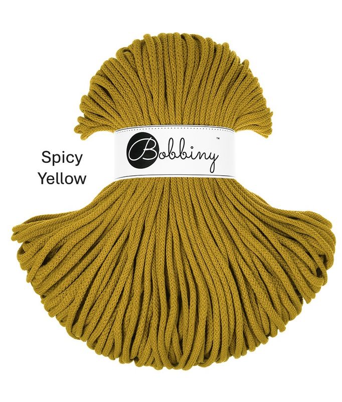 Bobbiny Premium 5 mm Spicy Yellow – hochwertige, recycelte Baumwollkordel für kreative Projekte