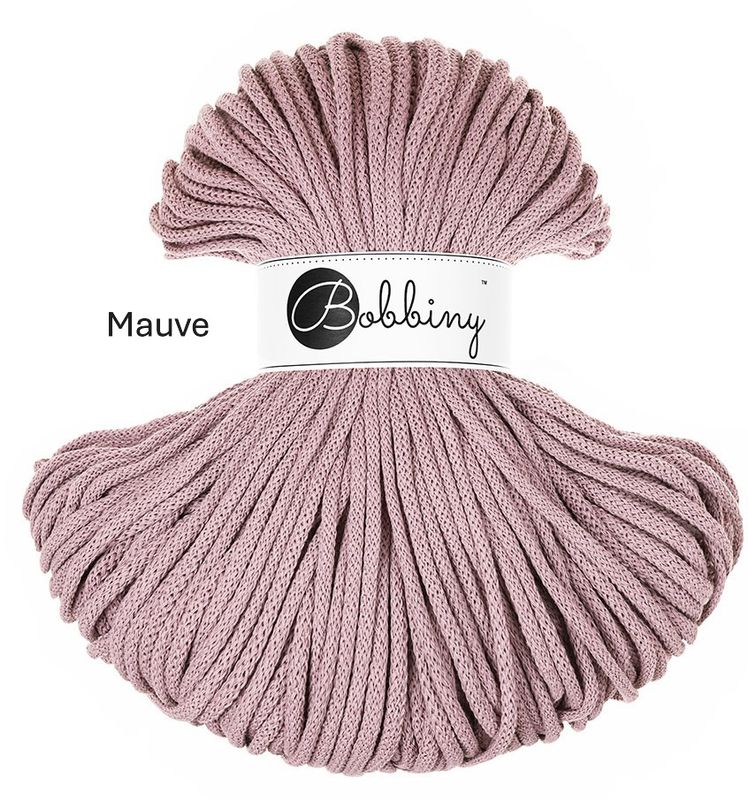 Bobbiny Premium 5 mm Mauve – hochwertige, recycelte Baumwollkordel für kreative Projekte