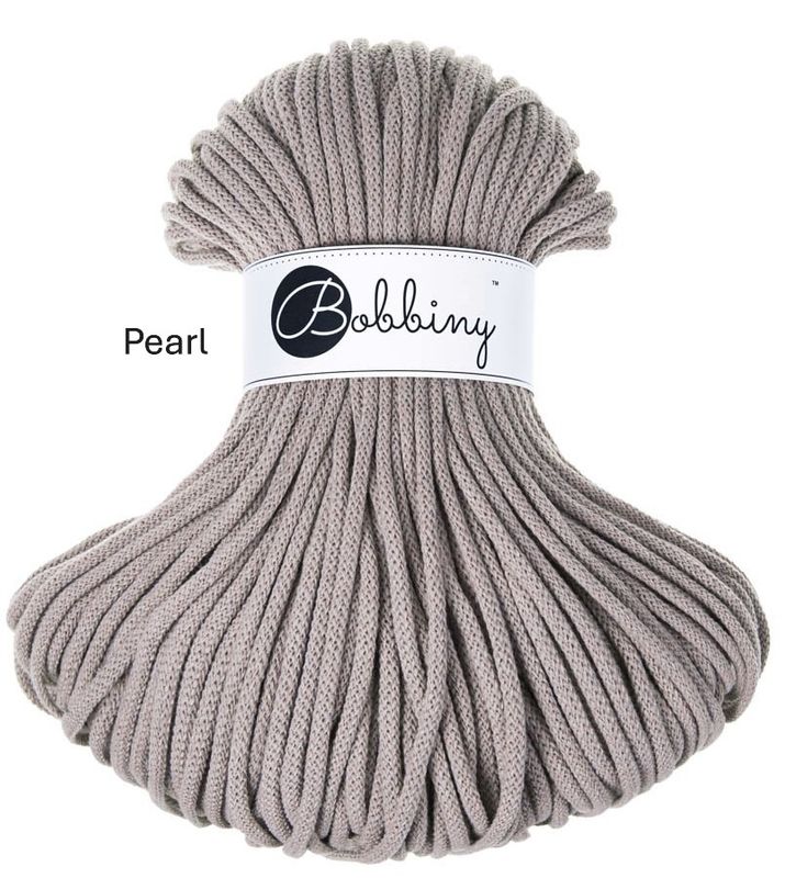 Bobbiny Premium 5 mm Pearl – hochwertige, recycelte Baumwollkordel für kreative Projekte