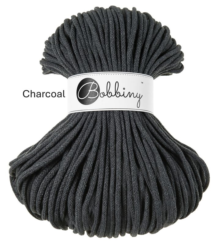 Bobbiny Premium 5 mm charcoal – hochwertige, recycelte Baumwollkordel für kreative Projekte