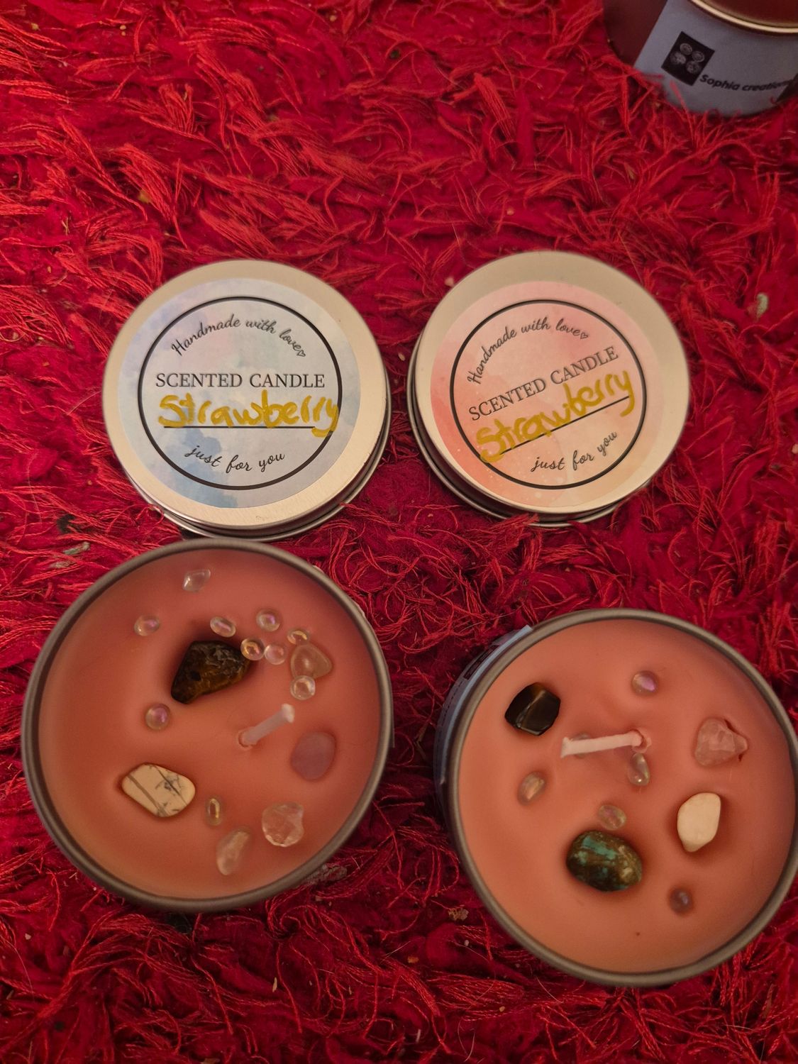 Strawberry crystal candle