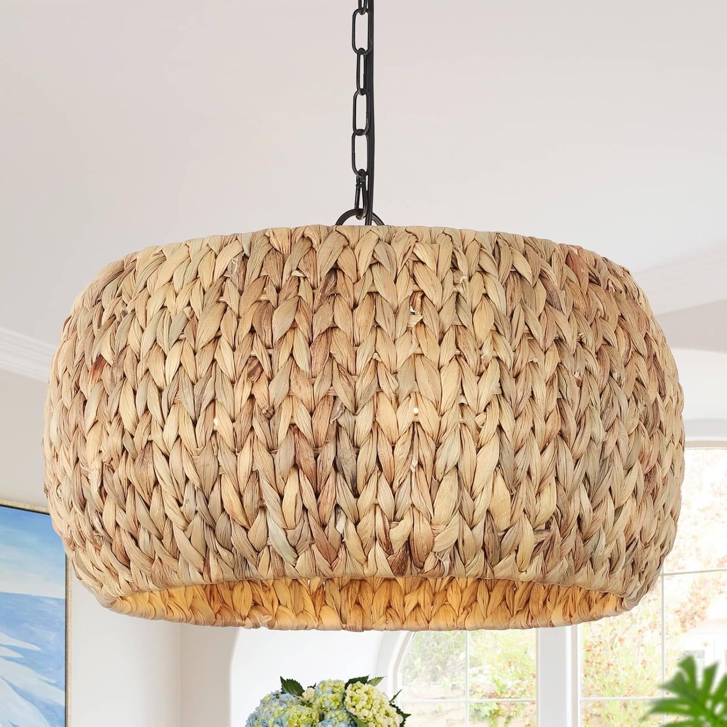 Farmhouse Chandelier for Dining Room,5-Light Boho Chandelier Light, Color: Natural