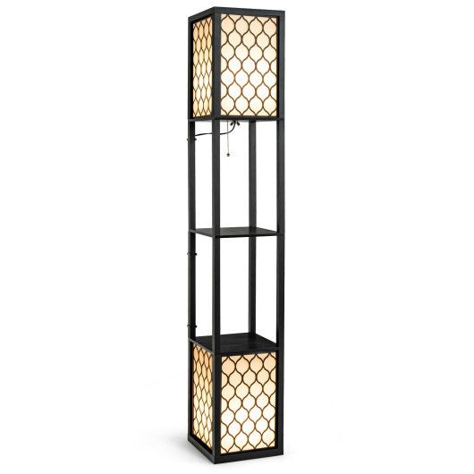 Freestanding Floor Lamp with Double Lamp Pull Chain and Foot Switch