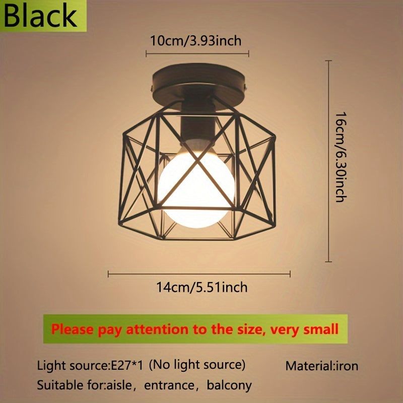 Modern Nordic Black Geometric Ceiling Light  E27 Base, Color: Black (1pc)