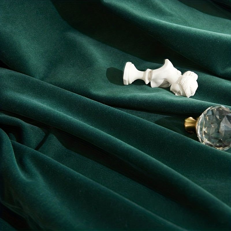 Luxurious Velvet Curtains Insulated for Dark Rooms  Decor, Size: 132cm X 160cm, Color: Blackish Green