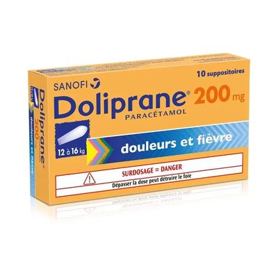 DOLLIPRANE 200MG SUPPO B110