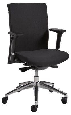 SITLIFE Bureaustoel SALINA – Ergonomisch, Gestoffeerde Rug, Verstelbaar & Wielen – Luxe Design – Zwart