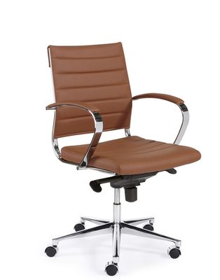 Design bureaustoel 600, lage rug in bruin PU Design bureaustoel 600, lage rug in bruin PU