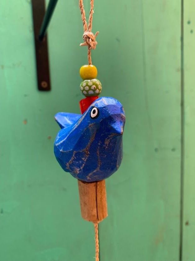The Five Wooden Colored Birds Wind Chime