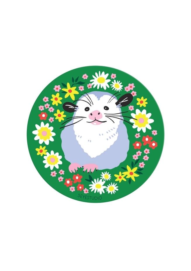 Wildflower Opossum Sticker