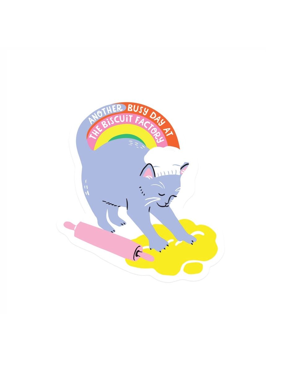 Another Busy Day At The Biscuit Factory Cat Sticker