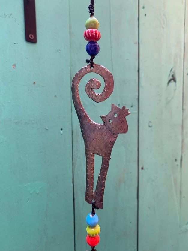 Three Happy Cats Beads And Bell