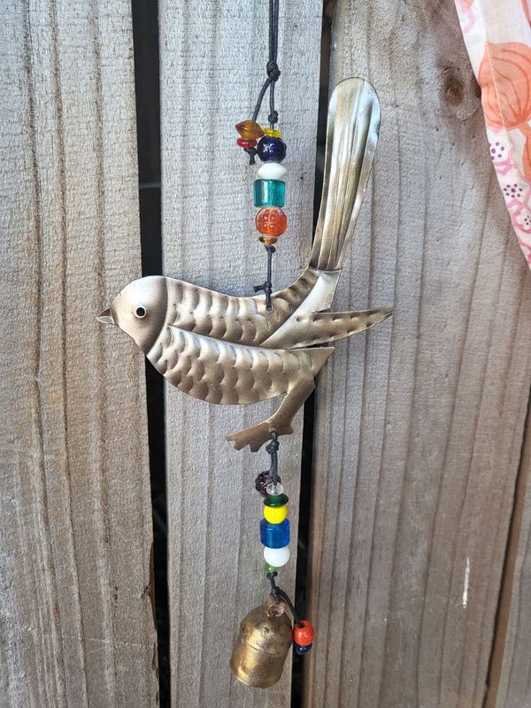 Single Bird With Beads And Bell
