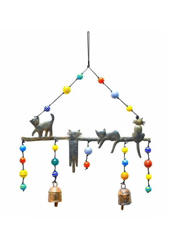 In A Playful Mood Cats Beads And Bells Chime