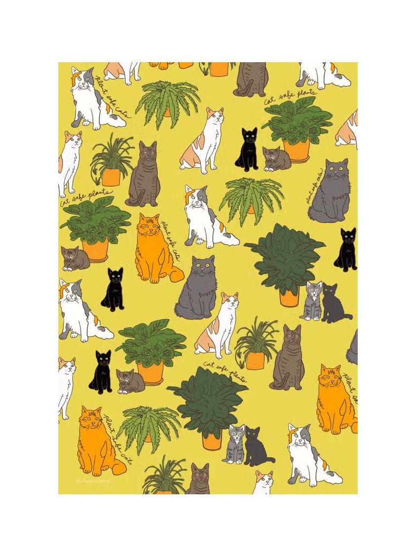 Plants And Cats Gift Wrapping Paper Sheet