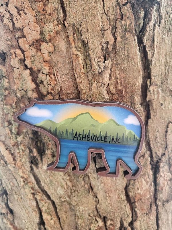 Layered Asheville NC Bear Magnet
