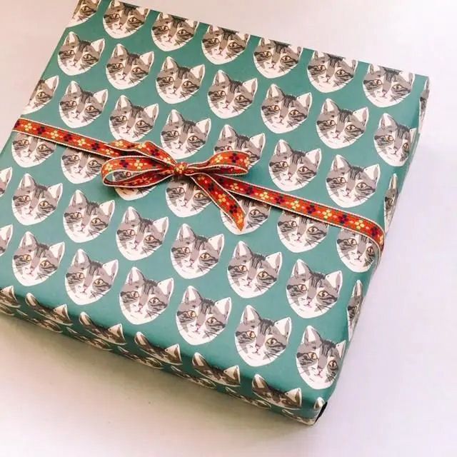 Green Cat Gift Wrapping Paper