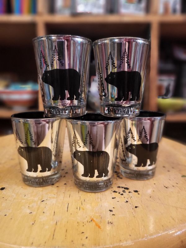 Metallic Silver Asheville Bear Shot Glass