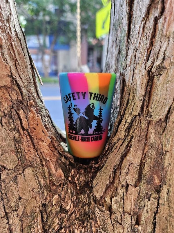 Safety Third Rainbow Tie Dye Asheville Shot Glass