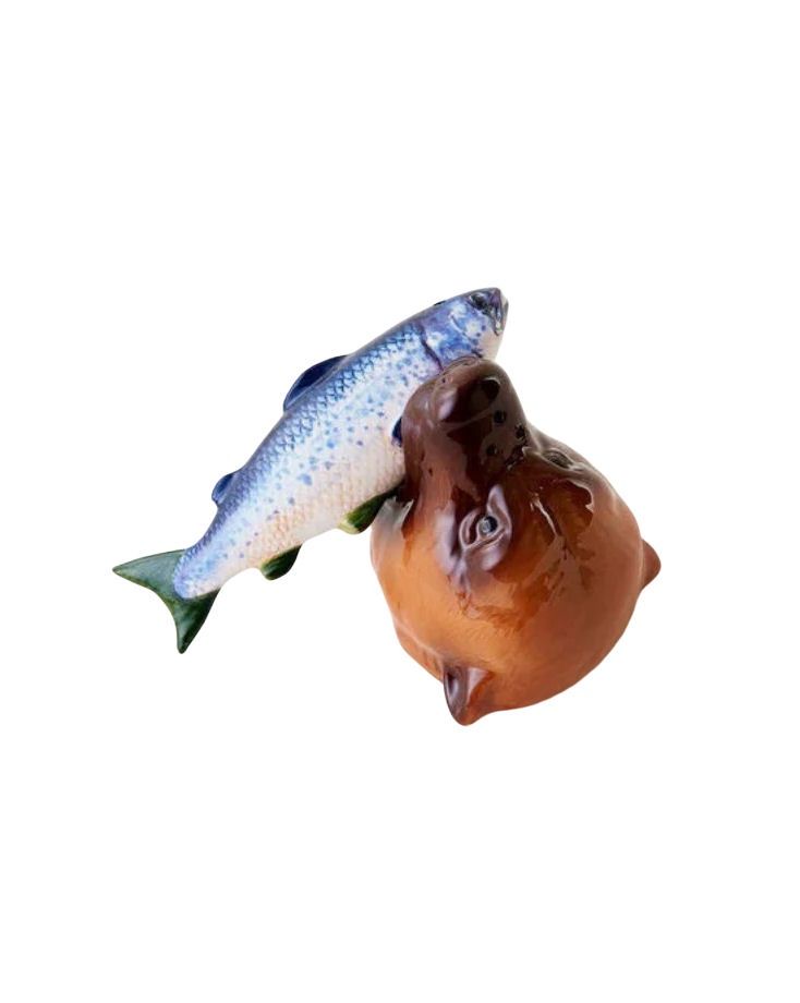 Bear And Salmon Salt And Pepper Shaker Set