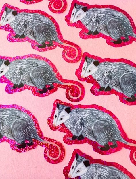 Glitter Opossum Sticker