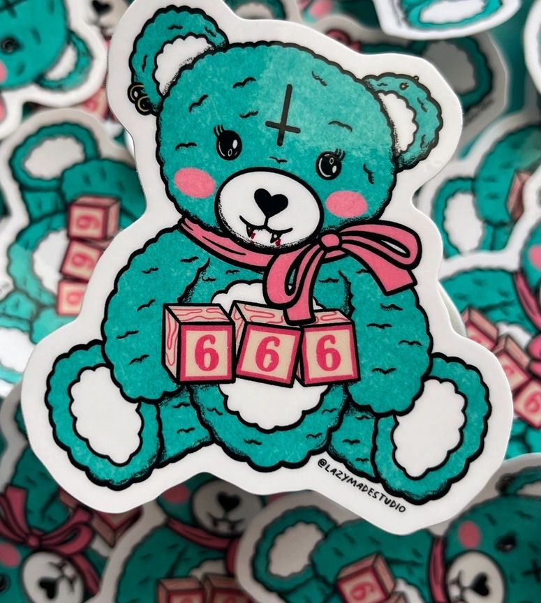 My 666 Blue Teddy Bear Sticker