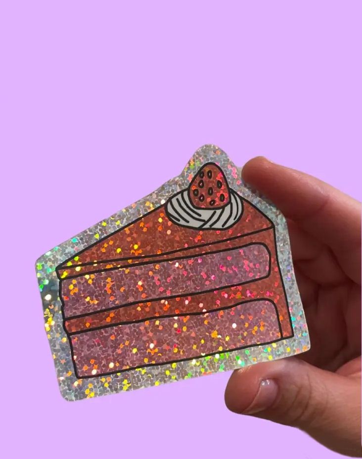 Glitter Cake Slice Sticker