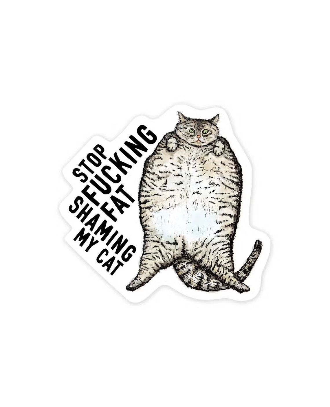 Stop Fucking Fat Shaming My Cat Sticker