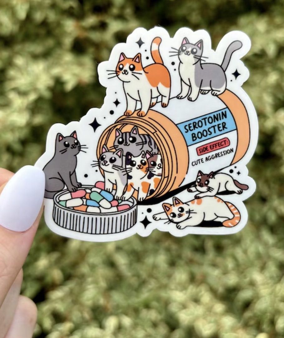 Serotonin Booster Cats Sticker