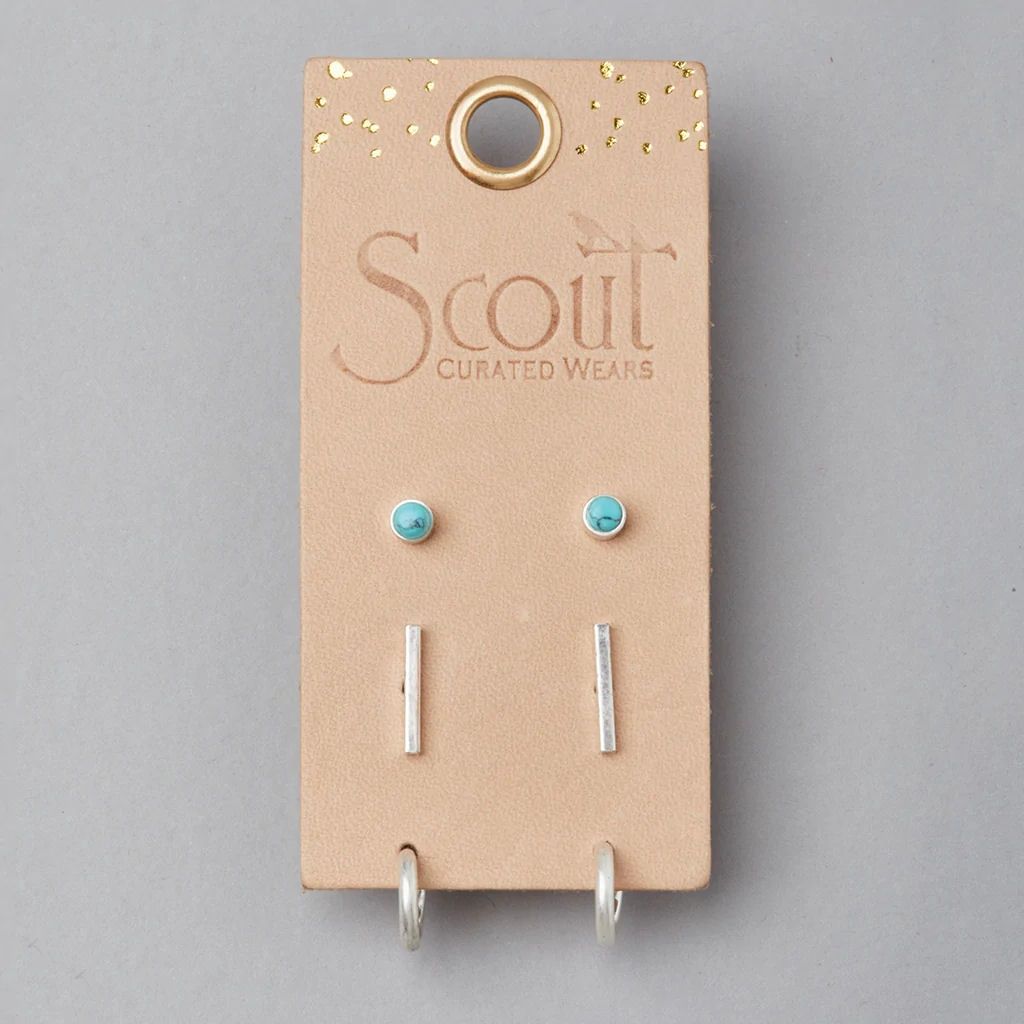 Turquoise Silver Scarlett Stud Trio Earrings