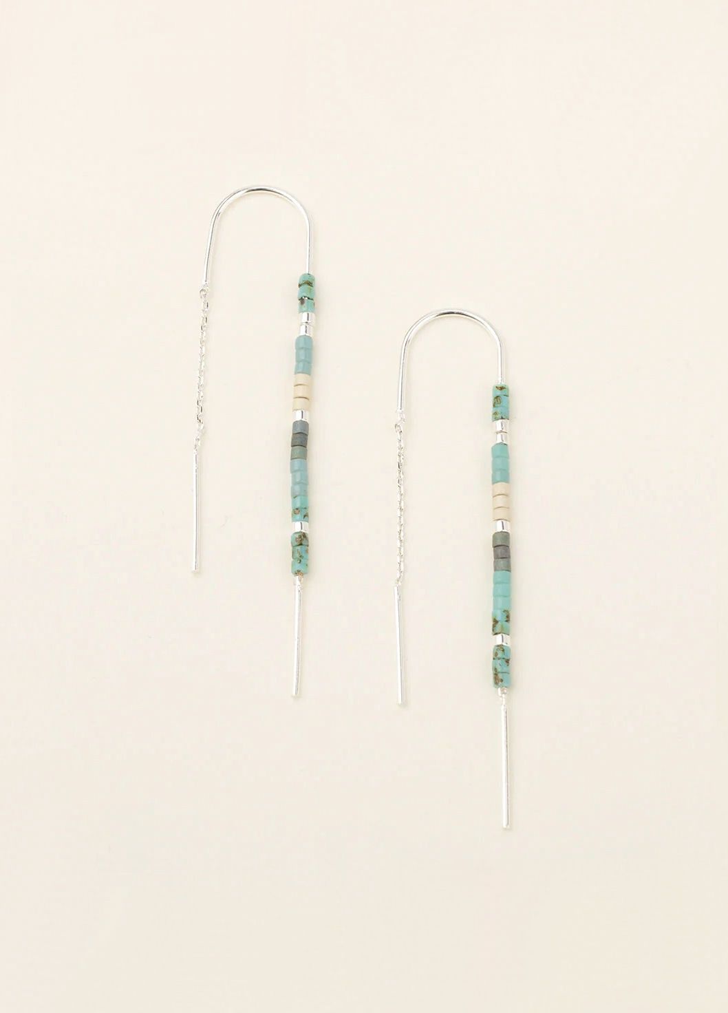 Turquoise Chromacolor Miyuki Thread Silver Earrings