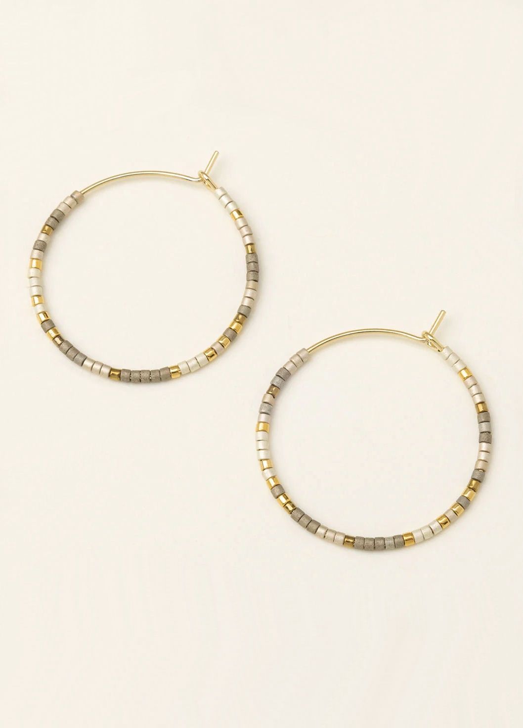 Pewter Chromacolor Miyuki Small Hoop Gold Earrings