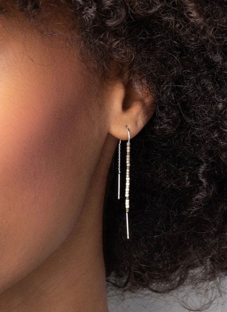 Turquoise Chromacolor Miyuki Thread Silver Earrings