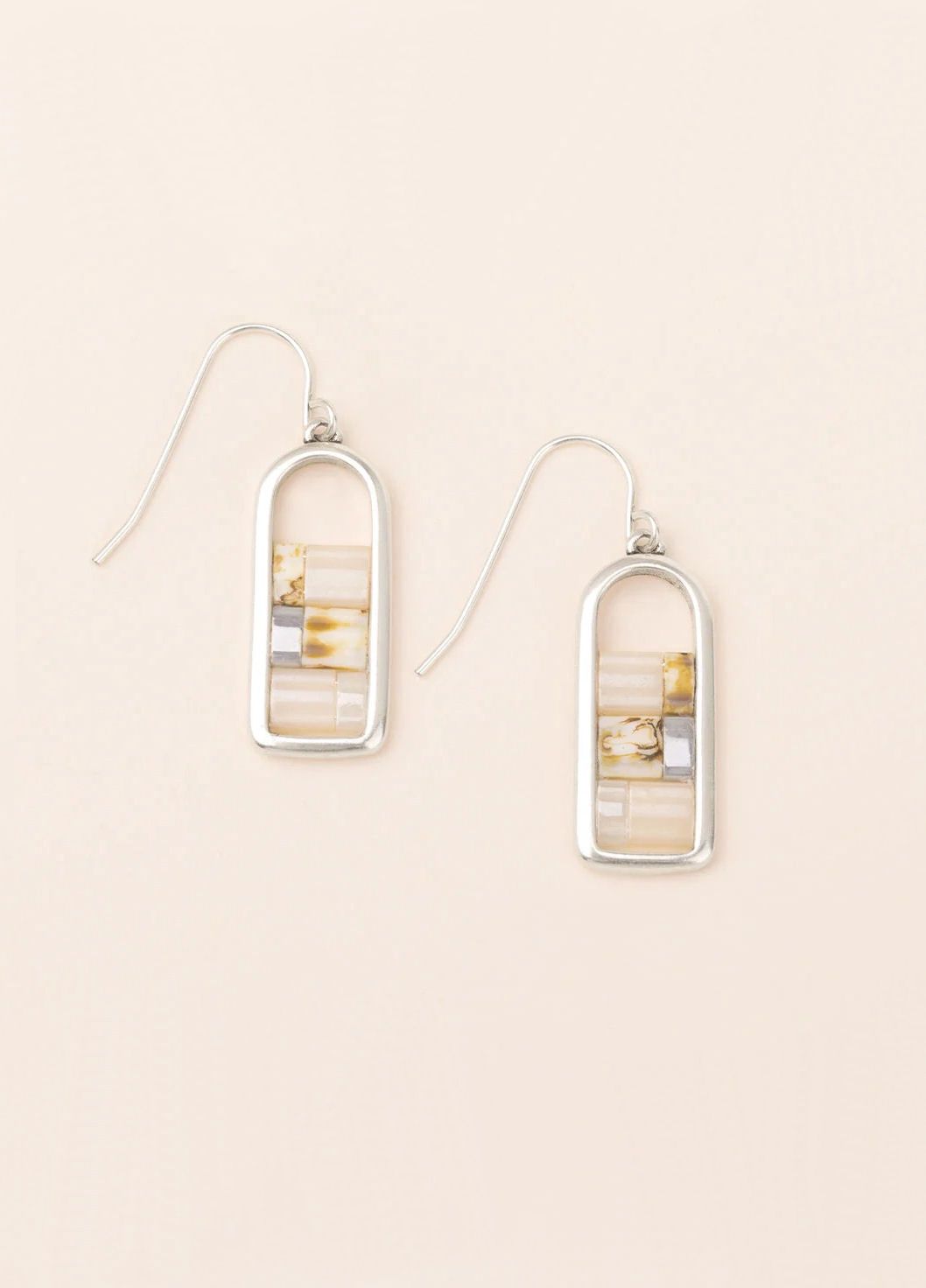 Good Karma Miyuki Frame Ivory Silver Earrings