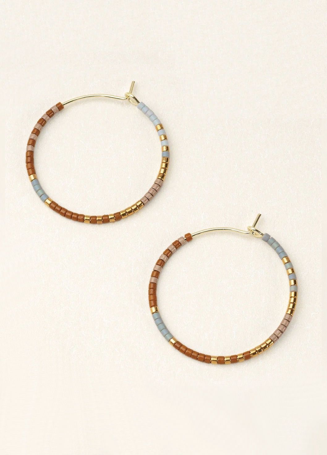 Desert Multicolor Chromacolor Miyuki Small Hoop Gold Earrings