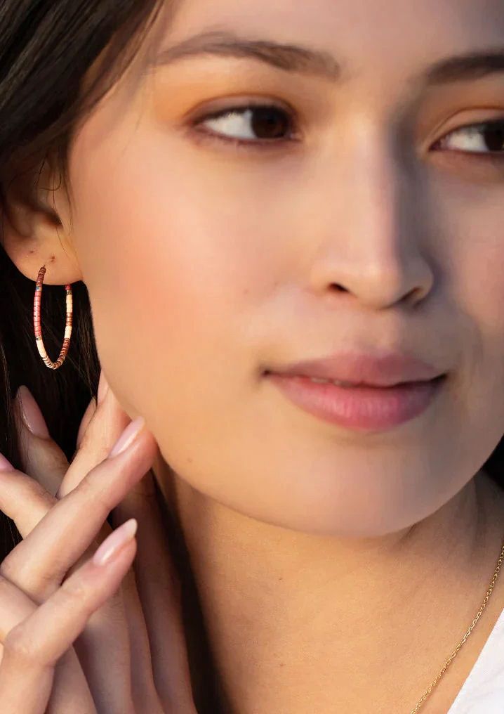 Turquoise And Mint Chromacolor Miyuki Small Hoop Gold Earrings
