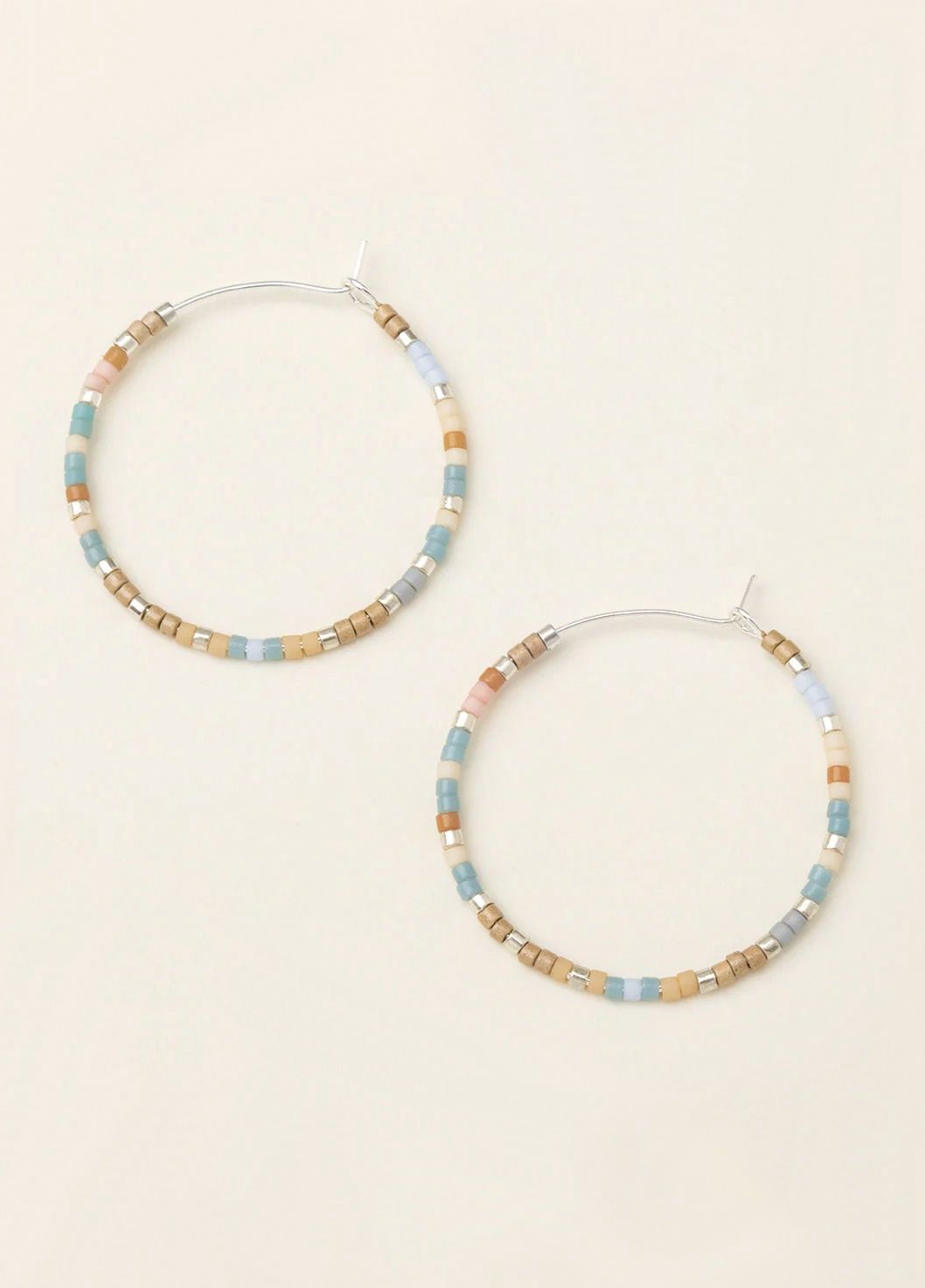 Desert Blue Chromacolor Miyuki Small Hoop Silver Earrings