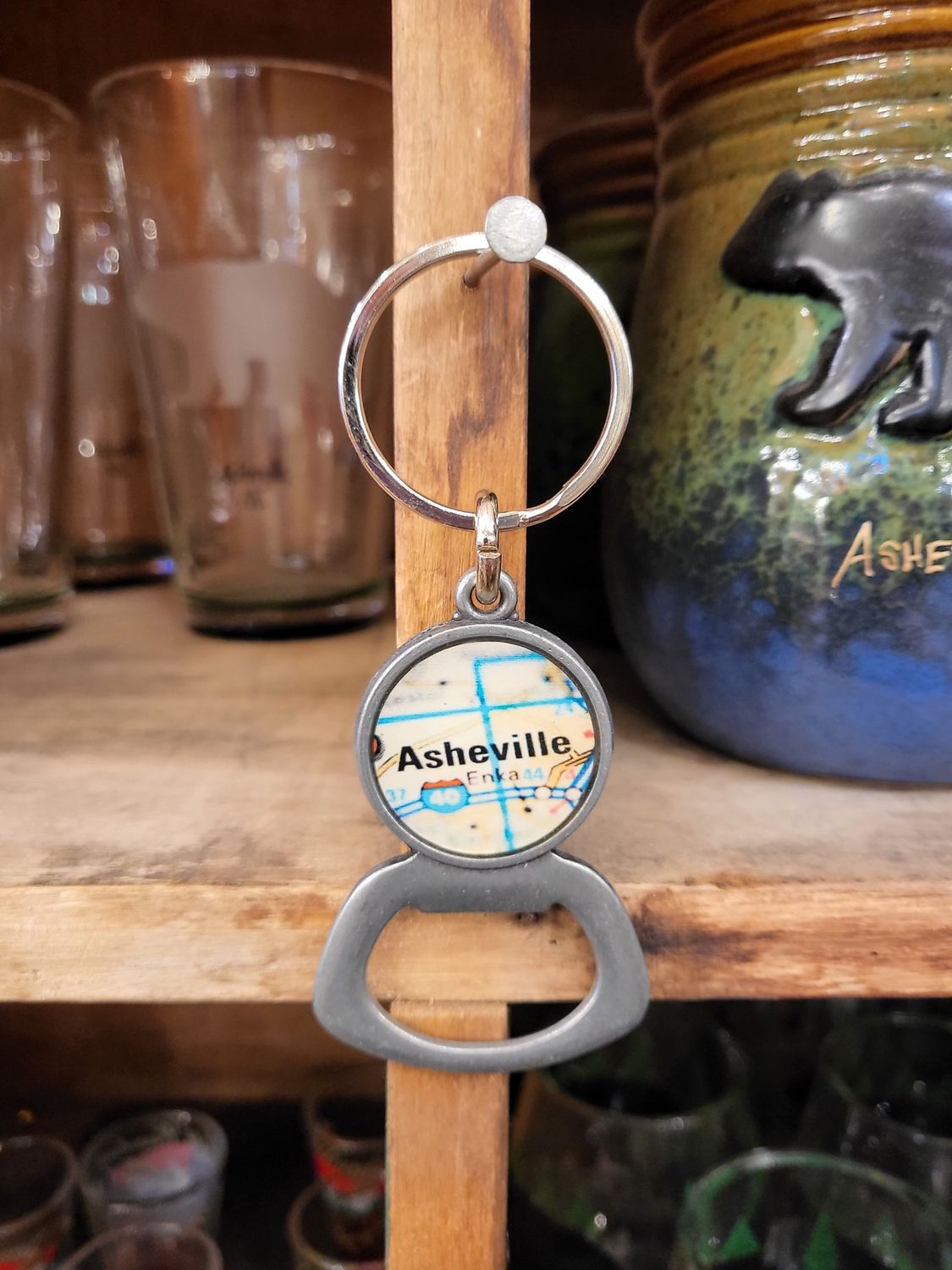 Asheville Map Bottle Opener Keychain