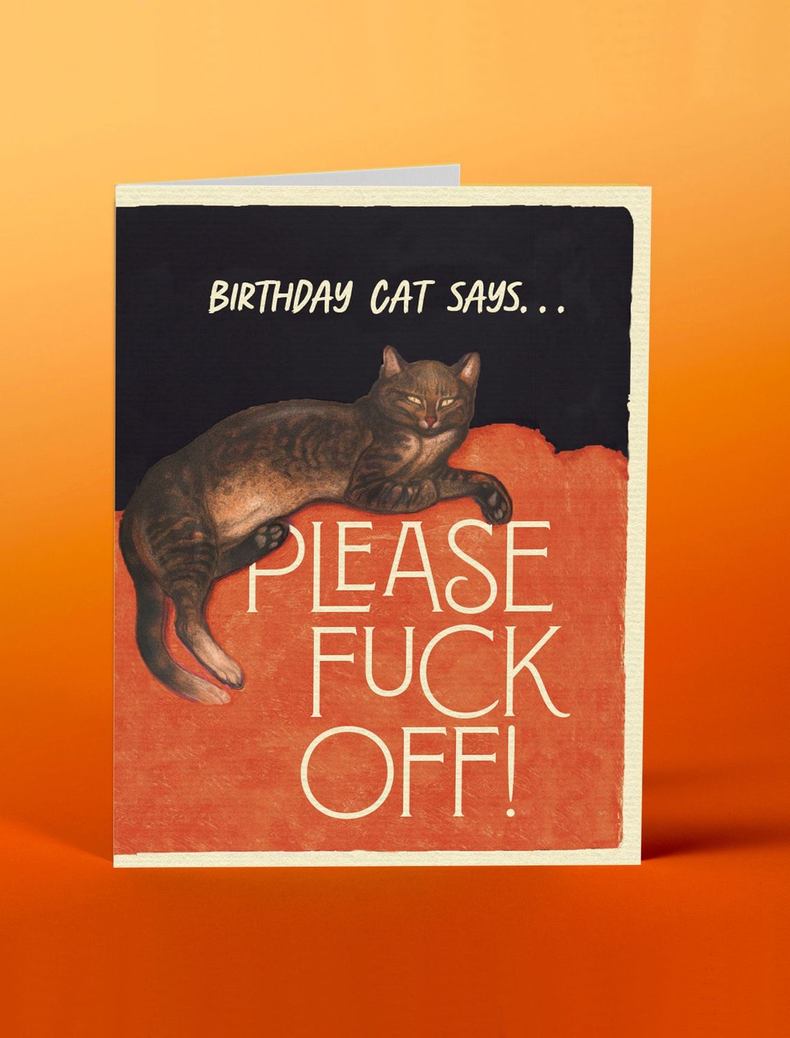 Birthday Cat Says Please Fuck Off Card