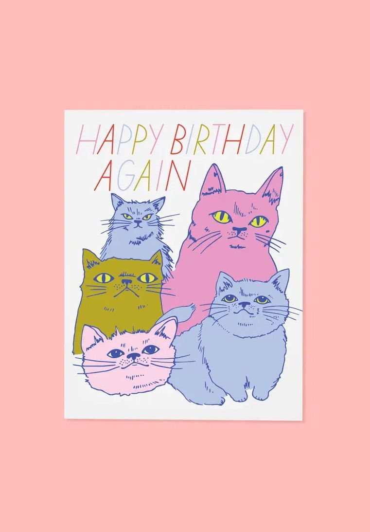 Happy Birthday Again Cats Card