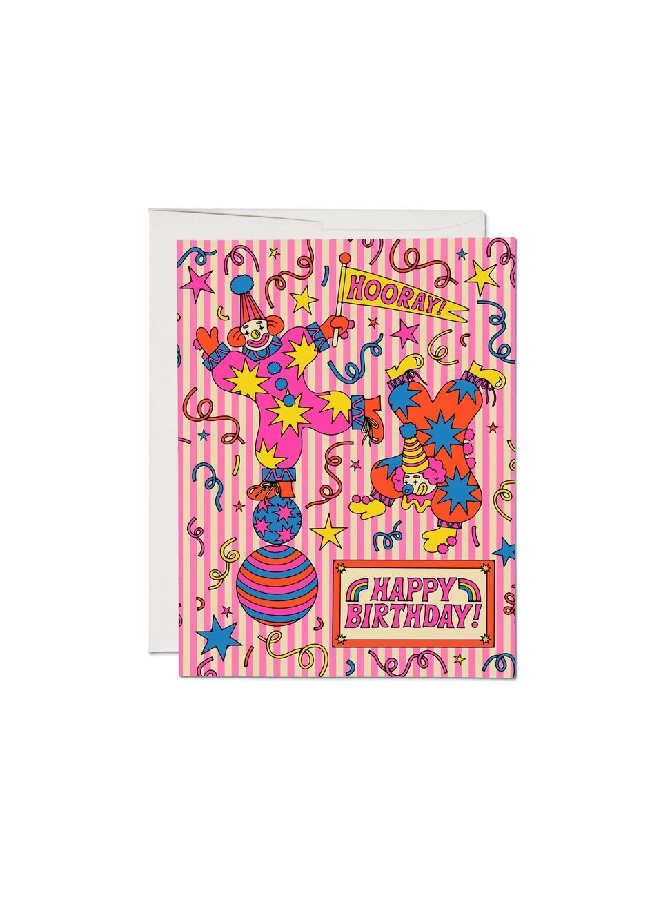 Happy Birthday Hooray Clowns Card